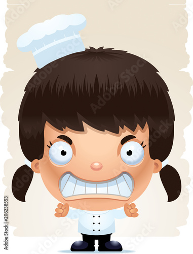Angry Cartoon Girl Chef