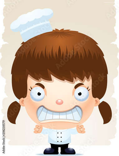 Angry Cartoon Girl Chef