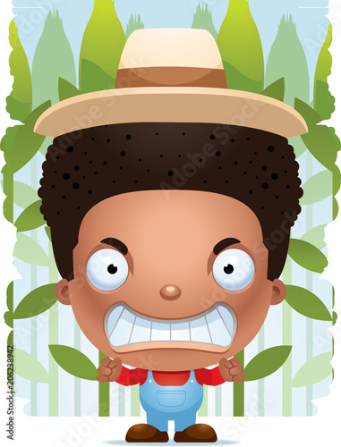Angry Cartoon Boy Farmer