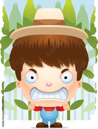 Angry Cartoon Boy Farmer