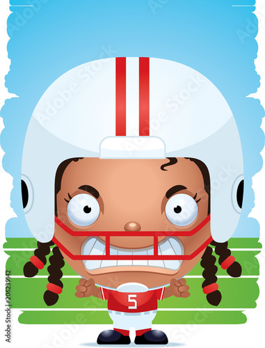 Angry Cartoon Girl Football Player