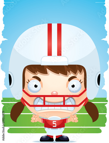 Angry Cartoon Girl Football Player