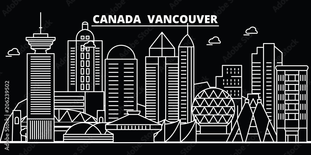Vancouver City Silhouette Skyline Canada Vancouver City Vector City Canadian Linear Architecture Buildings Vancouver City Line Travel Illustration Landmarks Canada Flat Icon Canadian Outline Stock Vector Adobe Stock