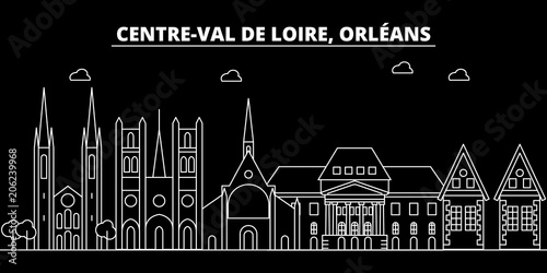 Orleans silhouette skyline. France - Orleans vector city, french linear architecture, buildings. Orleans travel illustration, outline landmarks. France flat icon, french line design banner
