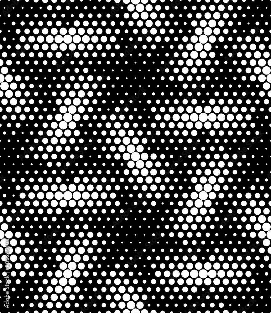 Vector seamless texture. Modern geometric background. Monochrome repeating pattern with circles of different sizes.