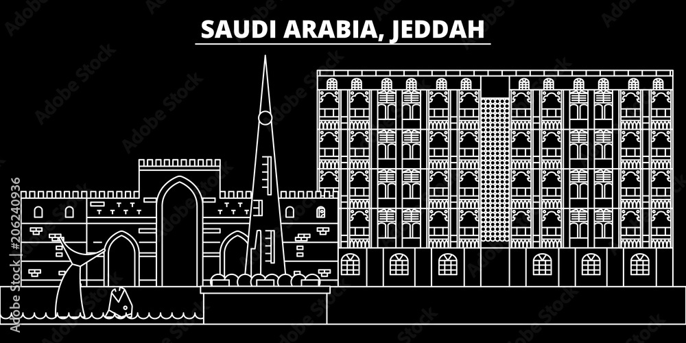 Jeddah Silhouette Skyline Saudi Arabia Jeddah Vector City Saudi Arabian Linear Architecture 8074