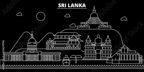 Sri Lanka silhouette skyline, vector, city, sri lankan linear architecture, buildings. Sri Lanka line travel illustration, landmarks, flat icons, sri lankan outline design banner