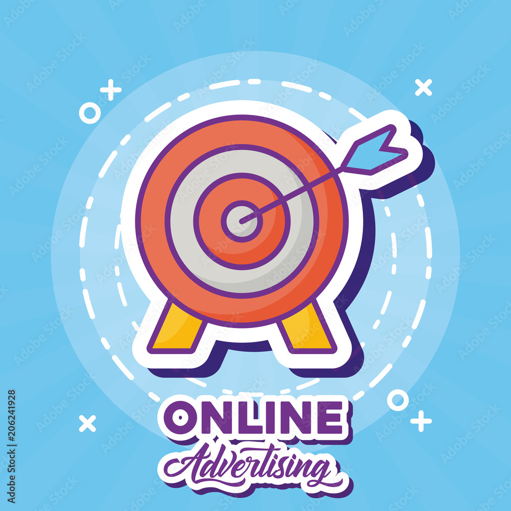 Online marketing design with target icon over blue background, colorful design. vector illustration Online marketing design with target icon over blue background, colorful design. vector illustration
