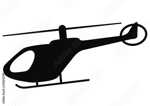 Helicopter, black silhouette, vector icon, single object