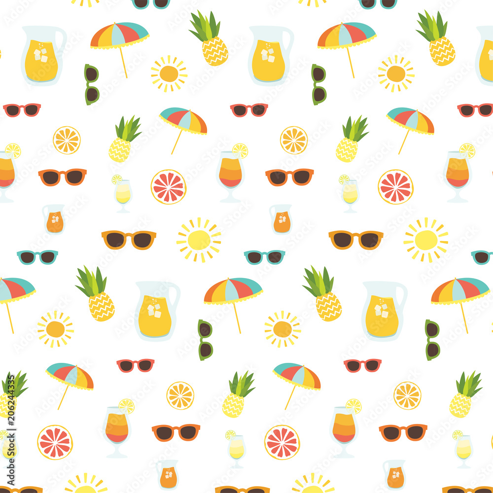 Summertime elements vector pattern Summertime elements vector pattern