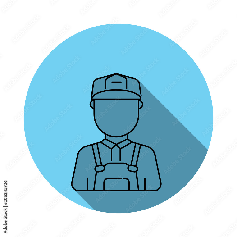construction worker man avatar icon. Elements of avatar in flat blue colored icon. Premium quality graphic design icon. Simple icon for websites, web design, mobile app