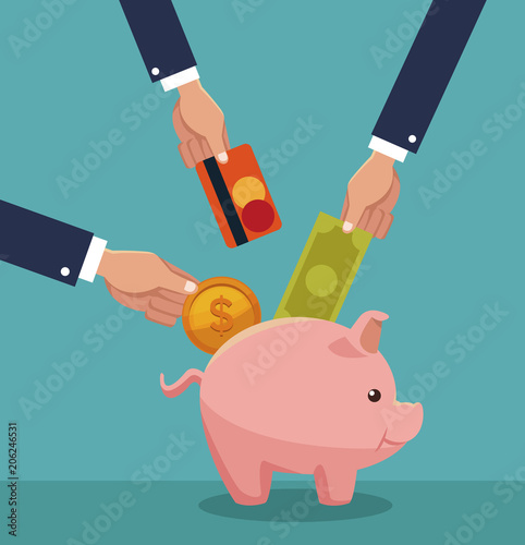 Hand saving money cartoons concept vector illustration graphic design