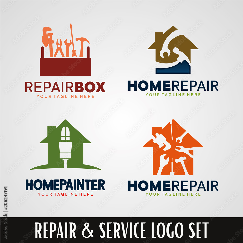 Home Repair & Service Logo Designs Template Set