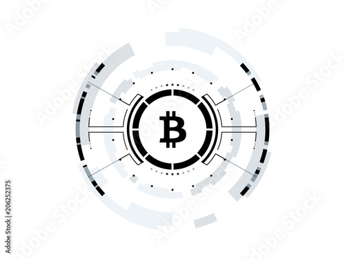 Bitcoin cryprocurrency futuristic vector illustration. Worldwide digital money technology