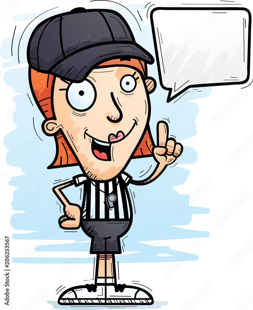 Cartoon Woman Referee Talking Cartoon Woman Referee Talking