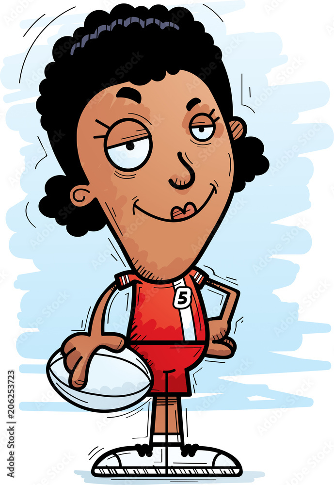 Confident Cartoon Black Rugby Player Confident Cartoon Black Rugby Player