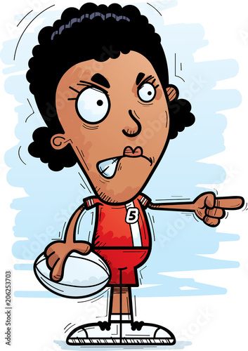 Angry Cartoon Black Rugby Player