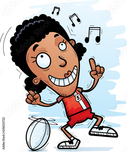 Cartoon Black Rugby Player Dancing