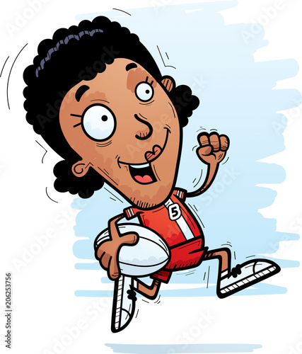 Cartoon Black Rugby Player Running