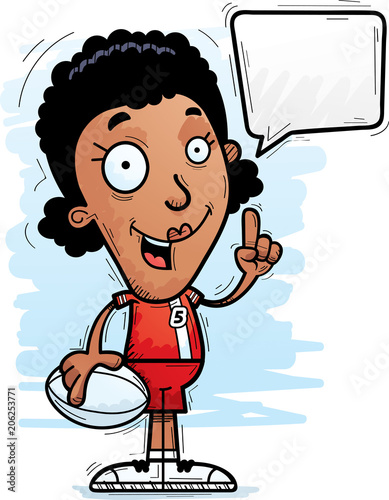 Cartoon Black Rugby Player Talking