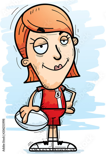Confident Cartoon Rugby Player