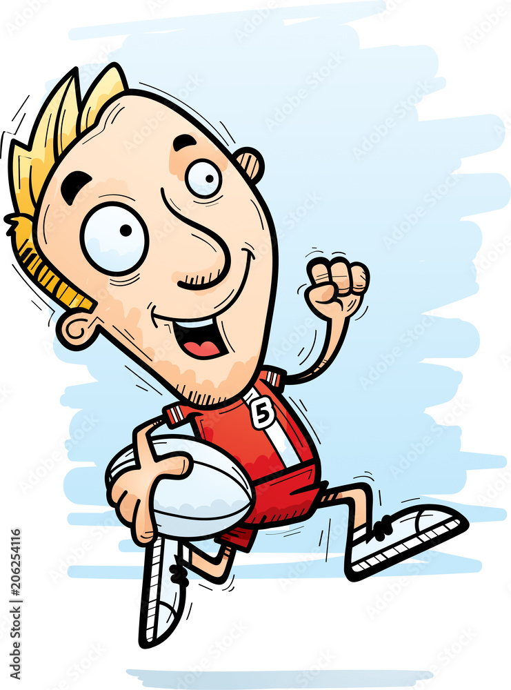 Cartoon Rugby Player Running Cartoon Rugby Player Running