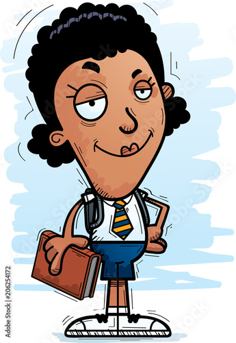 Confident Cartoon Black Woman Student