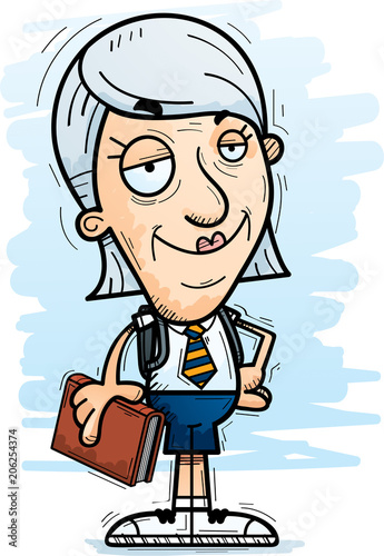 Confident Cartoon Senior Citizen Student