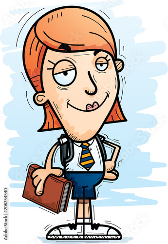 Confident Cartoon Woman Student