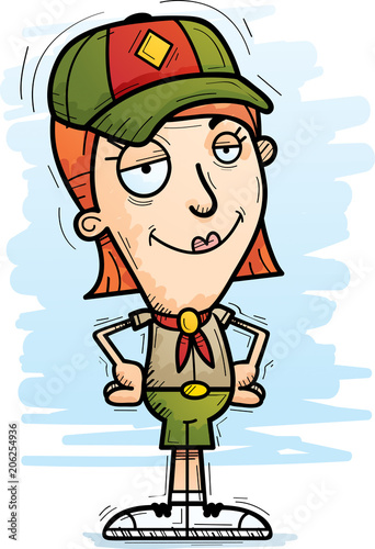 Confident Cartoon Woman Scout