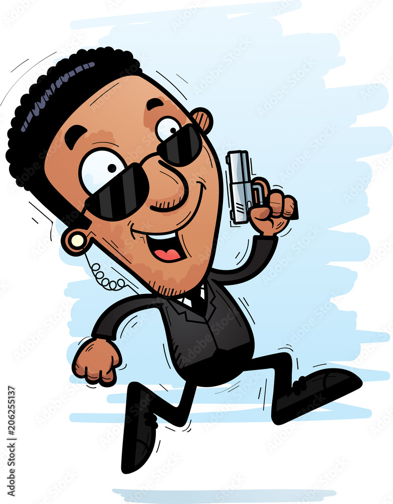 Cartoon Black Agent Running