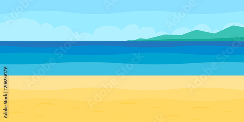 Sea panorama, beach vector background
