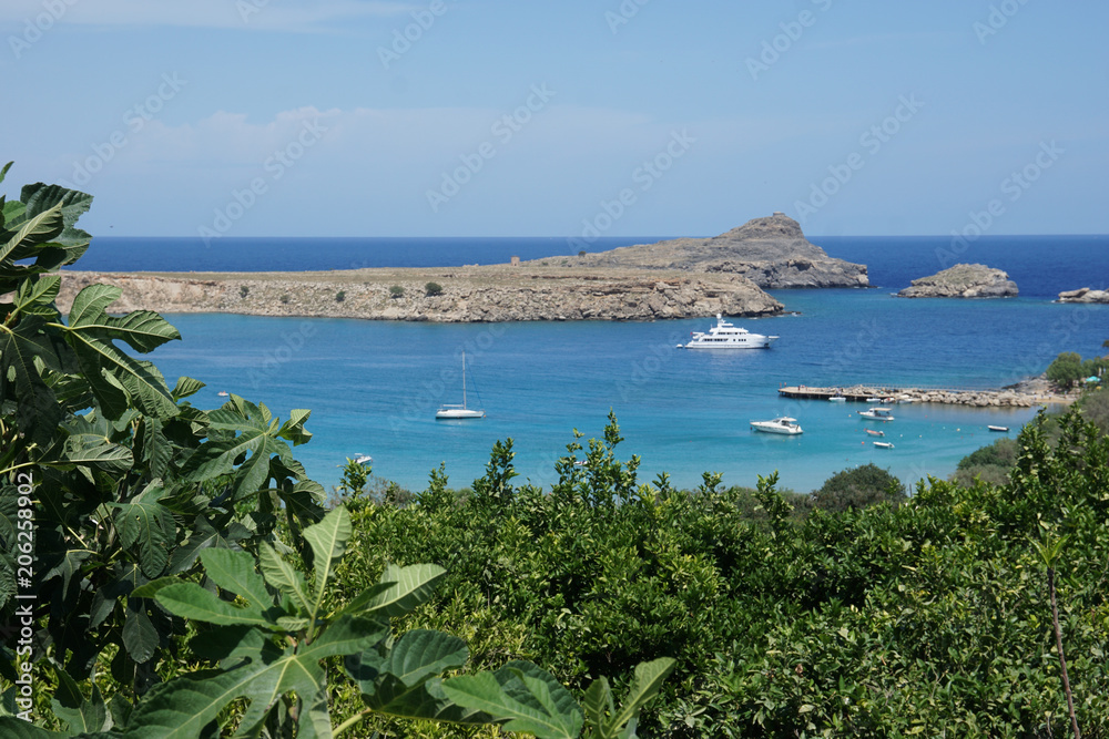 Boats in Lindos bay
