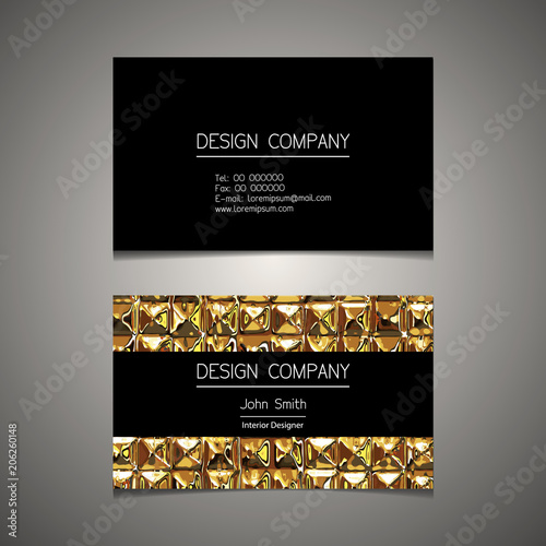 Business card template with  elegant gold design