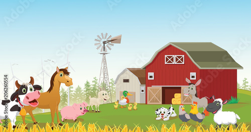 illustration of happy farm animal cartoon