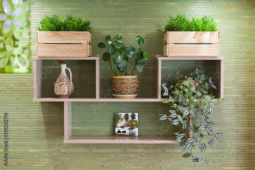 interior with a bamboo wall