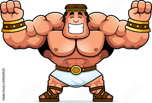 Cartoon Hercules Celebrating