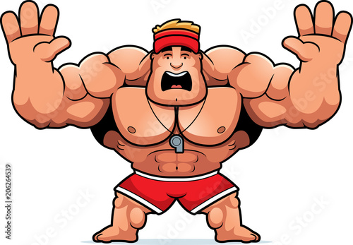 Cartoon Lifeguard Scared