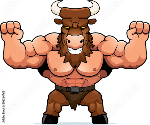 Cartoon Minotaur Celebrating