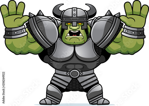 Cartoon Orc Warrior Scared