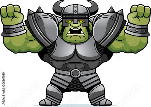 Cartoon Orc Warrior Angry