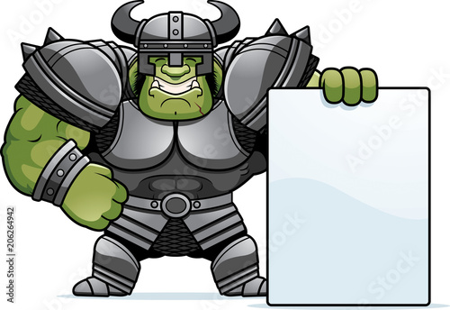 Cartoon Orc Warrior Sign