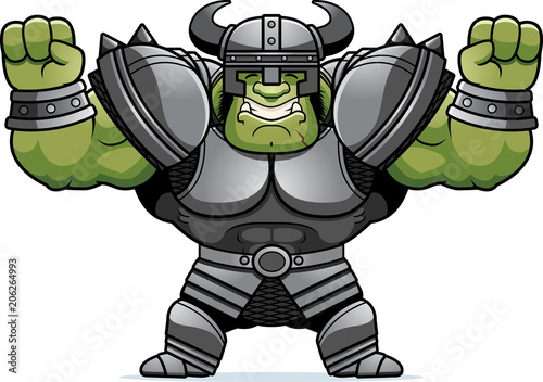 Cartoon Orc Warrior Celebrating