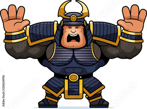 Cartoon Samurai Scared