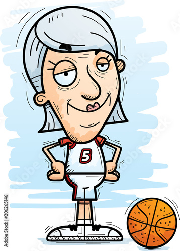 Confident Cartoon Senior Basketball Player