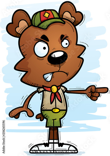 Angry Cartoon Male Bear Scout