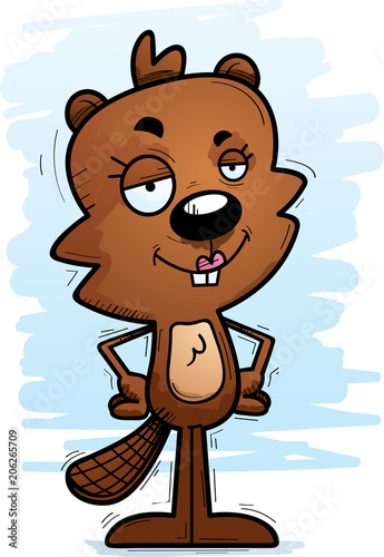 Confident Cartoon Female Beaver