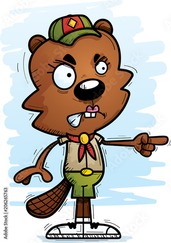 Angry Cartoon Female Beaver Scout
