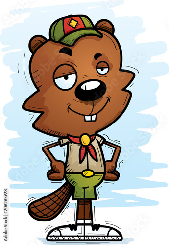 Confident Cartoon Male Beaver Scout