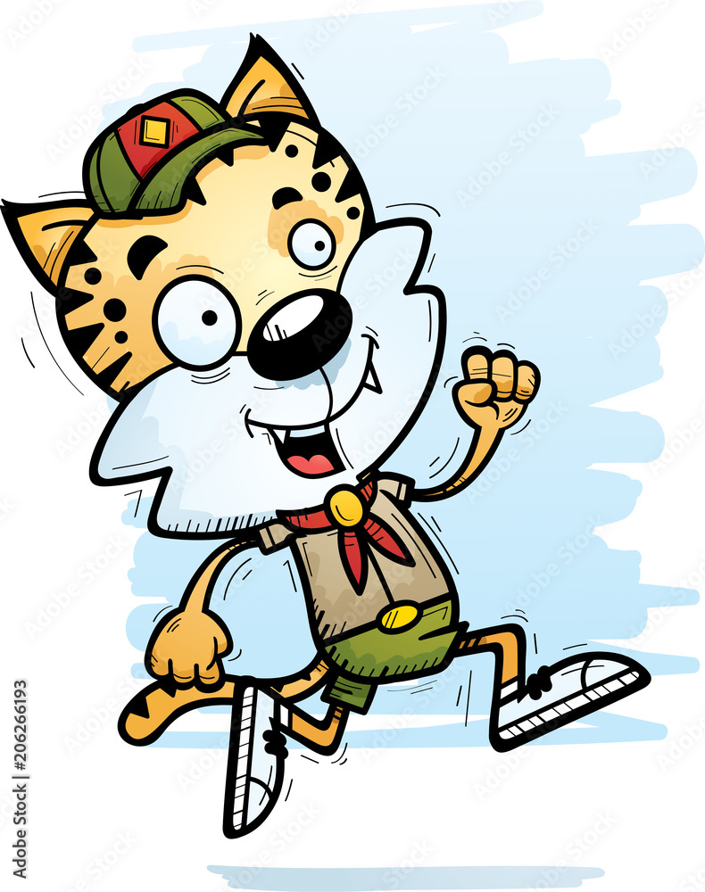 Fototapeta premium Cartoon Male Bobcat Scout Running